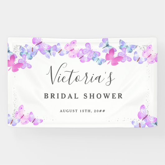 バタフライスカイかわいらしチョウブライダルシャワー 横断幕 (横)