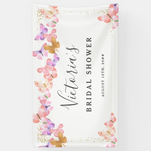 バタフライスカイエレガントチョウブライダルシャワー 横断幕 (縦)