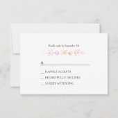 バタフライスカイコーラルピンク金ゴールド紙吹雪RSVPカード 出欠カード (裏面)