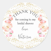 バタフライスカイコーラル金ゴールド紙吹雪ありがとう ラウンドシール (正面)