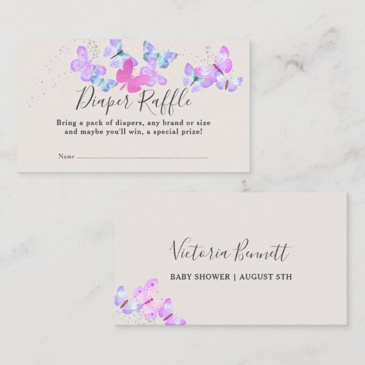バタフライスカイピンク蝶おむつラッフル エンクロージャーカード (正面/裏面)