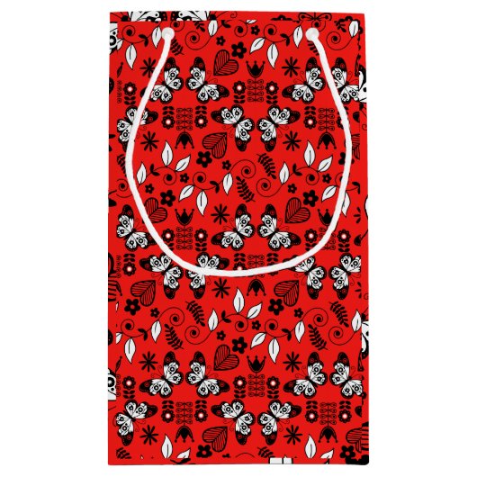 バタフライスカンジナビアフォークアート スモールペーパーバッグ (裏面)