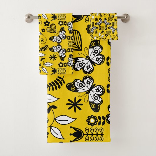 バタフライスカンジナビアフォークアート バスタオルセット (インサイチュ)