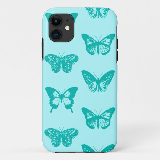 バタフライスケッチ、アクアとターコイズ Case-Mate iPhoneケース (裏面)
