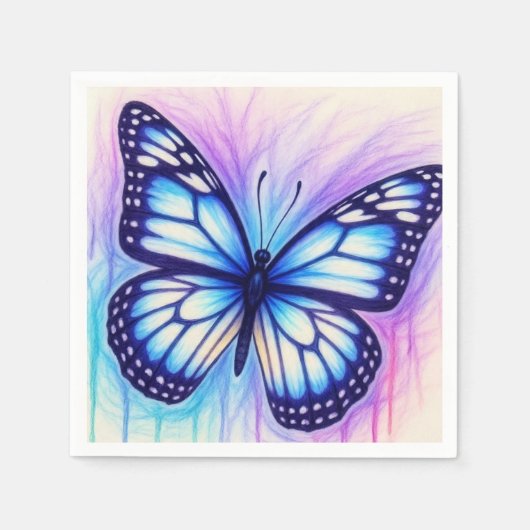 バタフライスケッチ スタンダードカクテルナプキン (正面)
