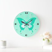 バタフライスケッチ、ターコイズ ラージ壁時計 (ホーム)
