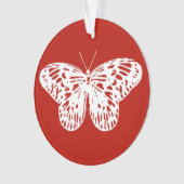 バタフライスケッチ、深い 赤と白 オーナメント (正面)