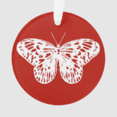 バタフライスケッチ、深い 赤と白 オーナメント (正面)