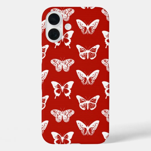 バタフライスケッチ、深い 赤と白 Case-Mate iPhoneケース (裏面)