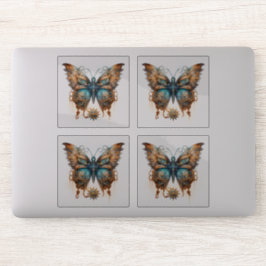 バタフライスチームパンクブルーブロンズギア蝶 シール