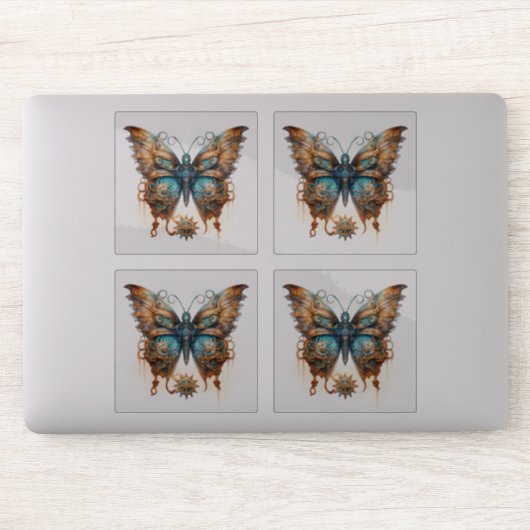 バタフライスチームパンクブルーブロンズギア蝶 シール (コンピューター)