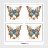 バタフライスチームパンクブルーブロンズギア蝶 シール (シート)