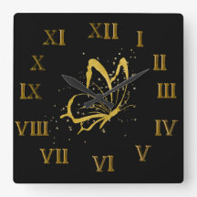 バタフライスパークルデザインローマ数字の壁時計