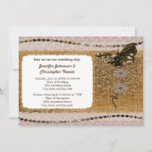 バタフライズビーズレース&バーラップ結婚式招待状 招待状 (正面)