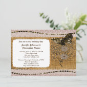 バタフライズビーズレース&バーラップ結婚式招待状 招待状 (スタンド正面)