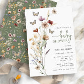 バタフライセージ緑の赤ちゃんシャワー 招待状