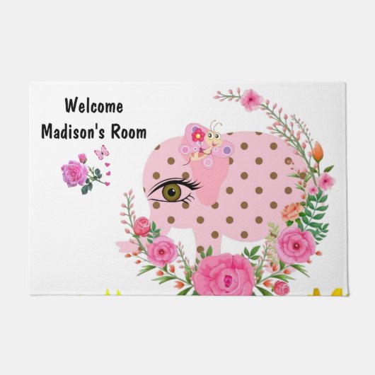 バタフライゾウフローラドアマット ドアマット (正面)