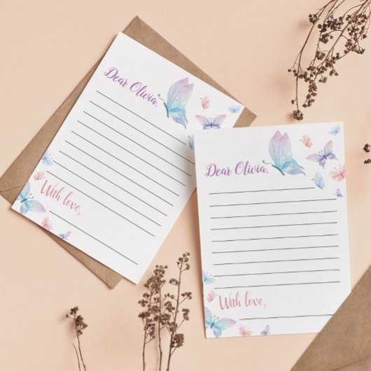 バタフライタイムカプセルノートメッセージカード サンキューカード