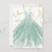 バタフライダンスグリーンドレス金ゴールド甘い16パーティーイン 招待状 (裏面)