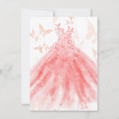 バタフライダンスコーラルドレス金ゴールドスウィート16パーティー 招待状 (裏面)