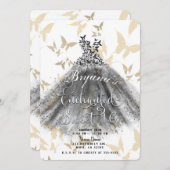 バタフライダンスドレスブラック金ゴールドスウィート16 招待状 (正面/裏面)