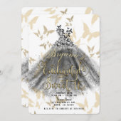 バタフライダンスドレスブラック金ゴールドスウィート16 16th 招待状 (正面/裏面)