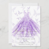バタフライダンスパープルドレスブライダルシャワー 招待状 (正面)