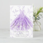 バタフライダンスパープルドレスブライダルシャワー 招待状 (スタンド正面)