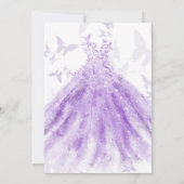 バタフライダンスパープルドレスブライダルシャワー 招待状 (裏面)