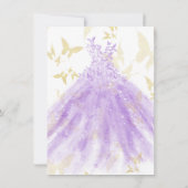 バタフライダンスパープルドレス金ゴールドスウィート16パーティー 招待状 (裏面)