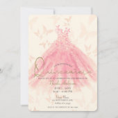 バタフライダンスピーチスパークルドレスキンセアニラ 招待状 (正面)