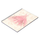 バタフライダンスピーチスパークルドレスドリームビッグ ノートブック (左側)