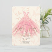 バタフライダンスピーチスパークルドレスバースデーパーティー 招待状 (スタンド正面)