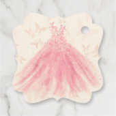 バタフライダンスピーチスパークルドレスブライダルシャワー フェイバータグ (裏面)