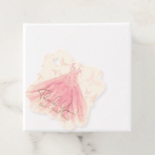 バタフライダンスピーチスパークルドレスブライダルシャワー フェイバータグ (インサイチュ)