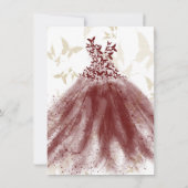 バタフライダンスブルゴーニュ金ゴールドドレススウィート16パーティー 招待状 (裏面)