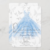 バタフライダンスブルースパークルドレスキンセアニラ15 招待状 (正面/裏面)