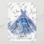バタフライダンスブルードレスシルバーキンセアニラ15 招待状 (正面/裏面)