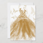 バタフライダンス金ゴールドスパークルドレスブライダルシャワー 招待状 (裏面)