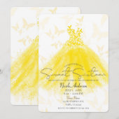 バタフライダンス黄色のドレス スイート16パーティー 招待状 (正面/裏面)
