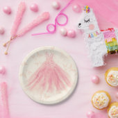 バタフライダンス ピンクスパークルドレス ブライズシャワー ペーパープレート (パーティー)