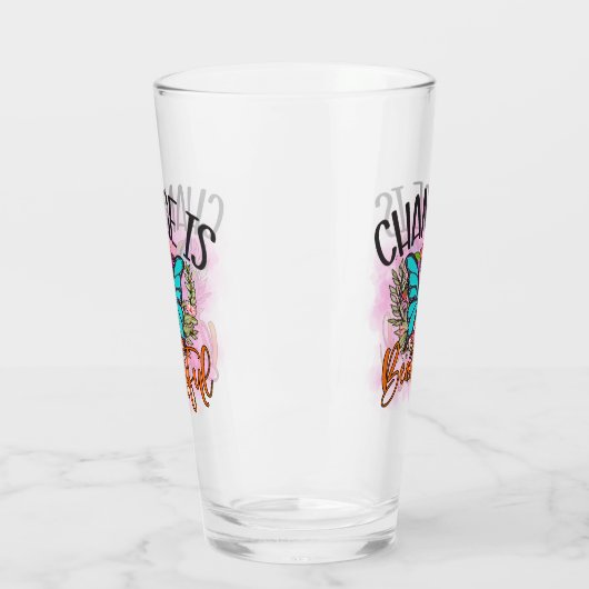 バタフライチェンジは美しい引用文 感動的 タンブラーグラス (左)