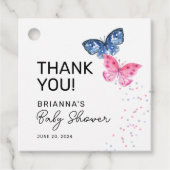 バタフライツインズボーイとガールベビーシャワーありがとう フェイバータグ (正面)