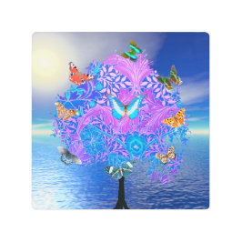 バタフライツリーメタルウォールアート メタルプリント