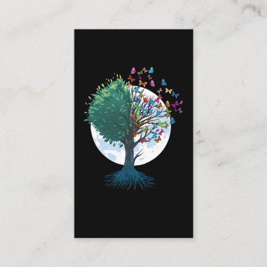 バタフライツリー女性女の子かわいい蝶 名刺 (正面)