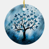 バタフライツリー – 青い大理石ミスト セラミックオーナメント (裏面)