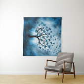 バタフライツリー – 青い大理石ミスト タペストリー (インサイチュ(横))