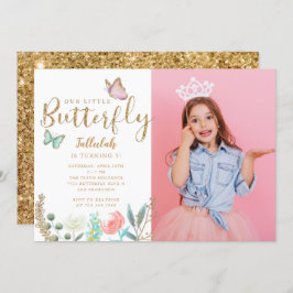 バタフライテーマガールズバースデーパーティーの写真 招待状