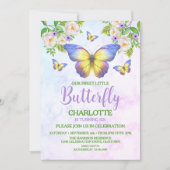 バタフライテーマガールズバースデーパーティー 招待状 (正面)