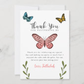 バタフライテーマガールズ誕生パーティー サンキューカード (正面)